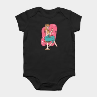 Retro Pin Up Girl Soda Fountain Baby Bodysuit